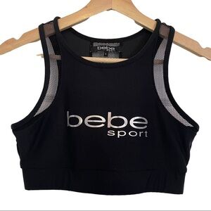 Bebe Sport  black silver racerback unpadded sports bra